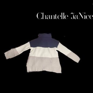 Navy grey and white turtle neck sweater. Size large. Knit.